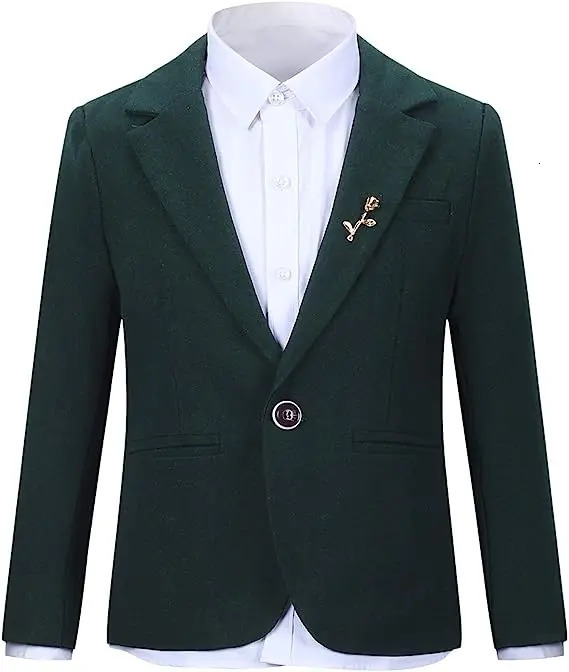 Boys Dark Green Suit For Wedding Party Teenager Kids Ceremony Tuxedo Dress Children Pograph Evening Party Performance Costume 240531