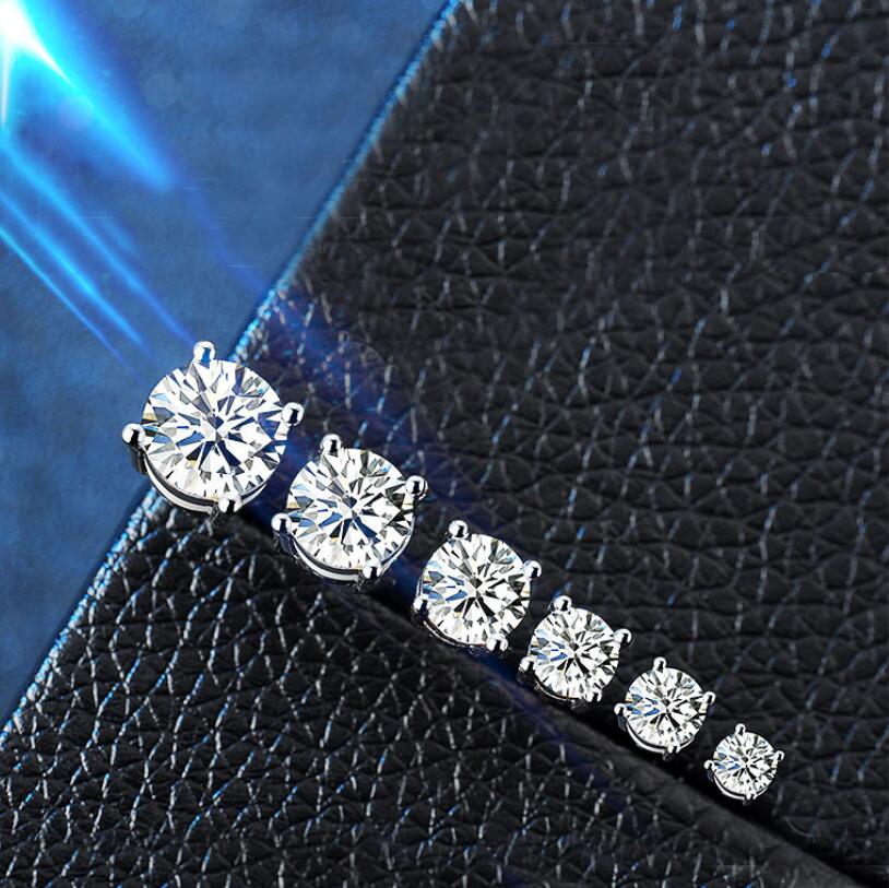 Solitaire Moissanite Dia Classical 4 Claw Stud Simple Jewelry Real 100% Sterg Sier Round Cut Zircon Party Women Wedding Earrings Gift