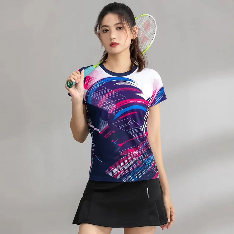 Women Tennis T Shirt Girls Boys Tennis Tee Shirts Tennis Sportwear Couple Print Short Sleeve Volleyball Badminton Uniform 240527
