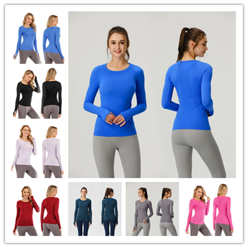 Women's Sports Yoga Long Sleeve Top Women Solid Quick Dry Breathable Shirt Sports Workout Gym Tees Long-Shirt Female Outdoor Athletic