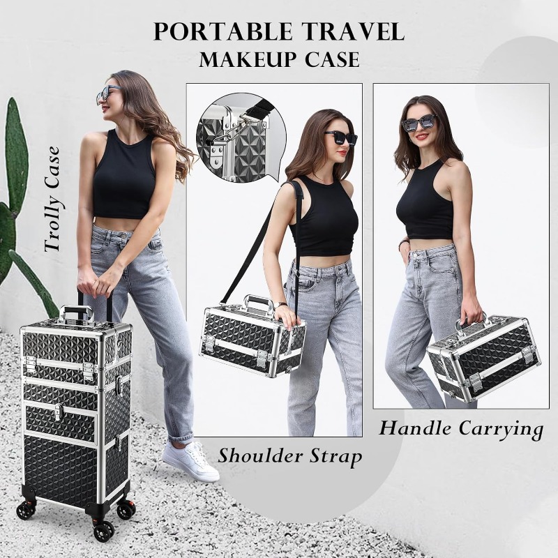 Joli Rolg Makeup Case 4 in 1 with Wheels & Drawers Large Professional Cosmetology LockableTravel Cosmetic Storage d9b6 4