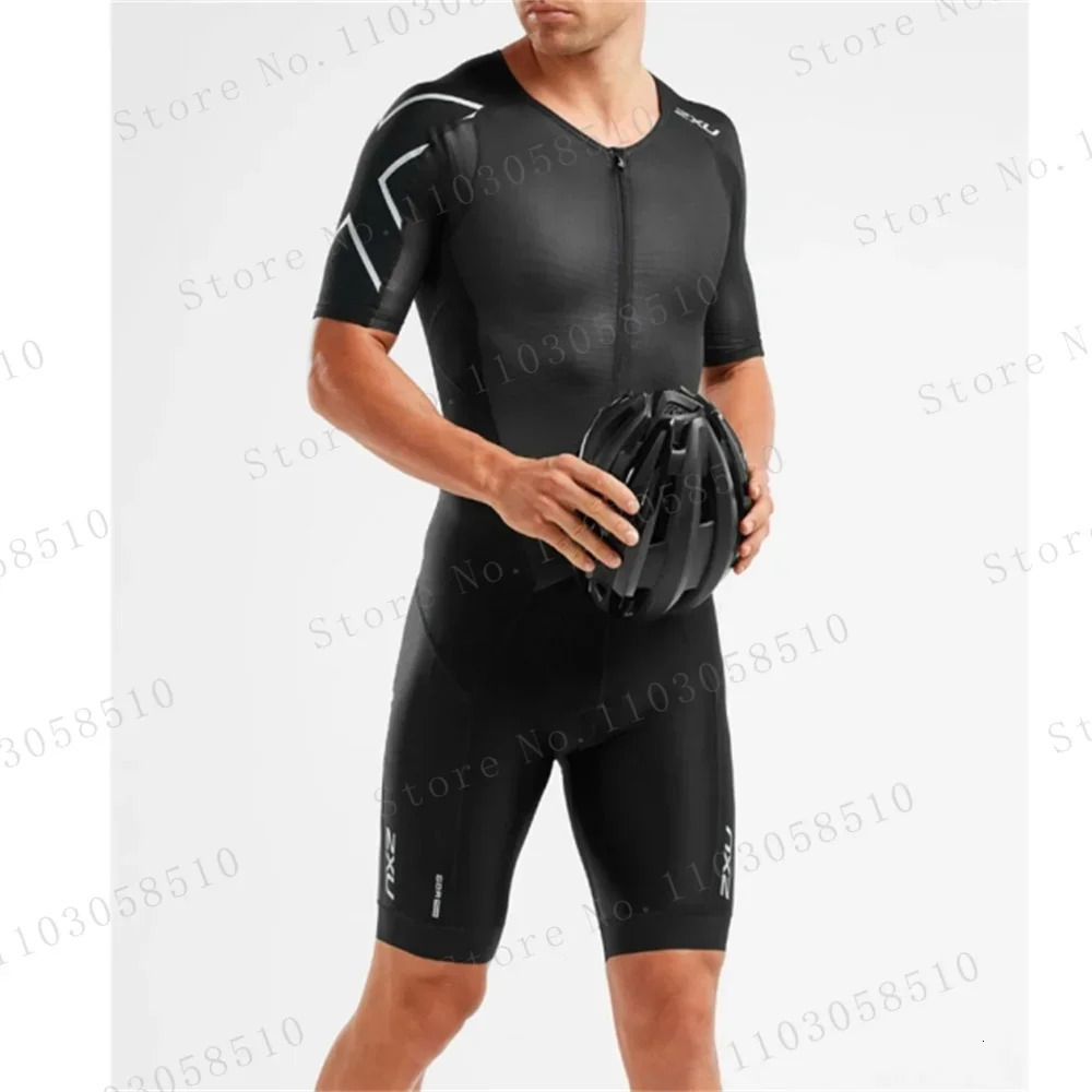 zxuful Men Cycling Skinsuit Triathlon Suit Speedsuit Trisuit Short Sleeve Speedsuit Maillot Ciclismo Running Road Clothing 240527
