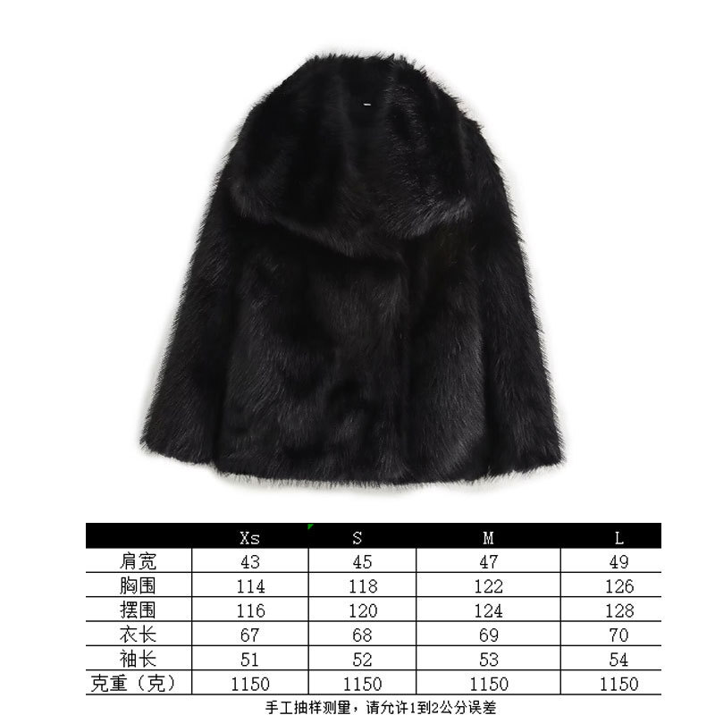 Loose women's designer fashion trend autumn and winter warm big collar faux fur jacket
