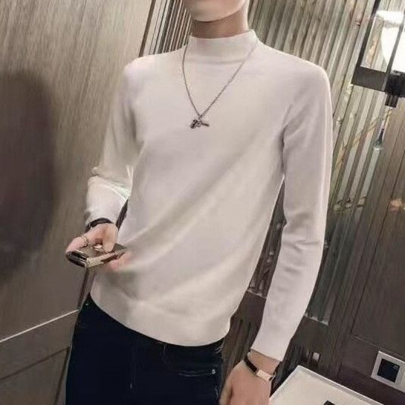 Autumn and winter new men's letter fashion thick Korean version leather handsome slim knit sweater designer trend hoodie