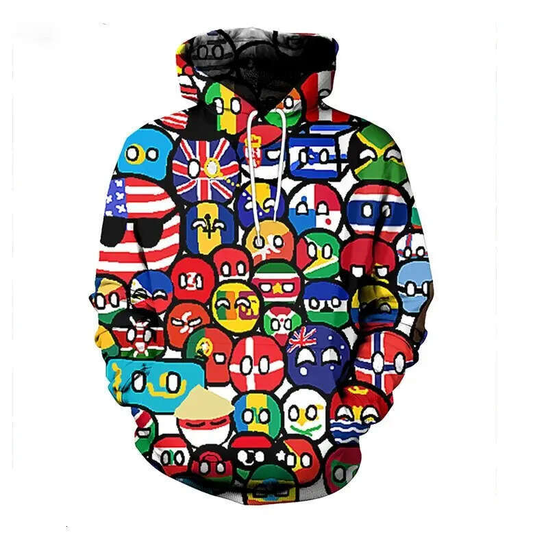 2024 Fashion Autumn/Winter New International Small Ball 3D Digital Printed Men's and Women's Casual Hoodie