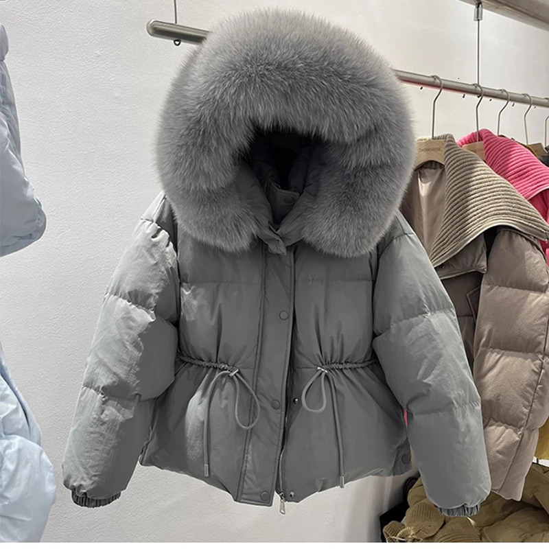 2024 Winter Big Fur Collar Cotton Down Puffer Jacket Womens Loose Thick Strawing Snow Parka Warm Overcoat 241120