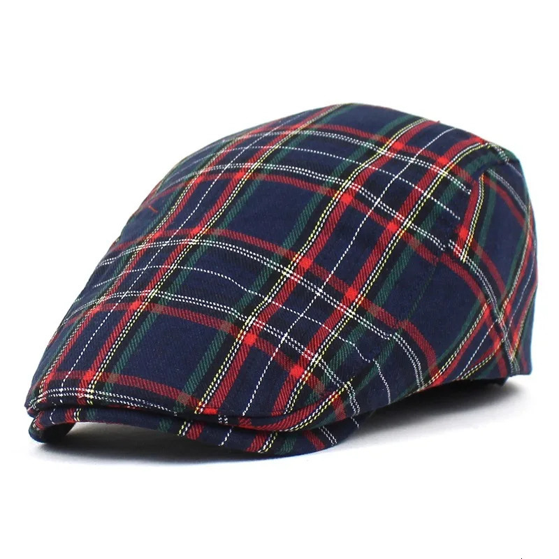 Beret British Plaid ed Cap sboy Colorful Style Women Mens Forward Hat 241125