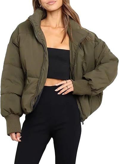 Designer Women's Fashion Trend Winter Warm Long Sleeve Zipper Loose Quilted Down Jacket Coat