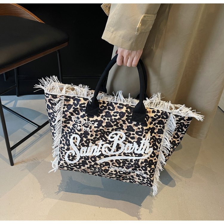 bags Shoulder Bag European American Beach Large capacity Handmade Fringed Denim Printed Tote 50*21*33cm