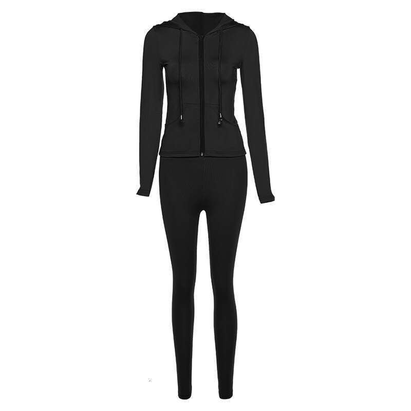 New 2022isn Autumn Women's Hooded Cardigan Slim Fit Sports and Leisure Set
