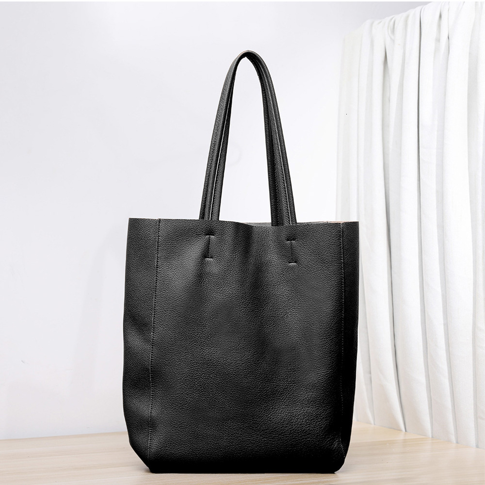 Head layer cowhide large capacity women's tote bag, genuine leather soft leather, artistic style Korean version, simple shoulder bag