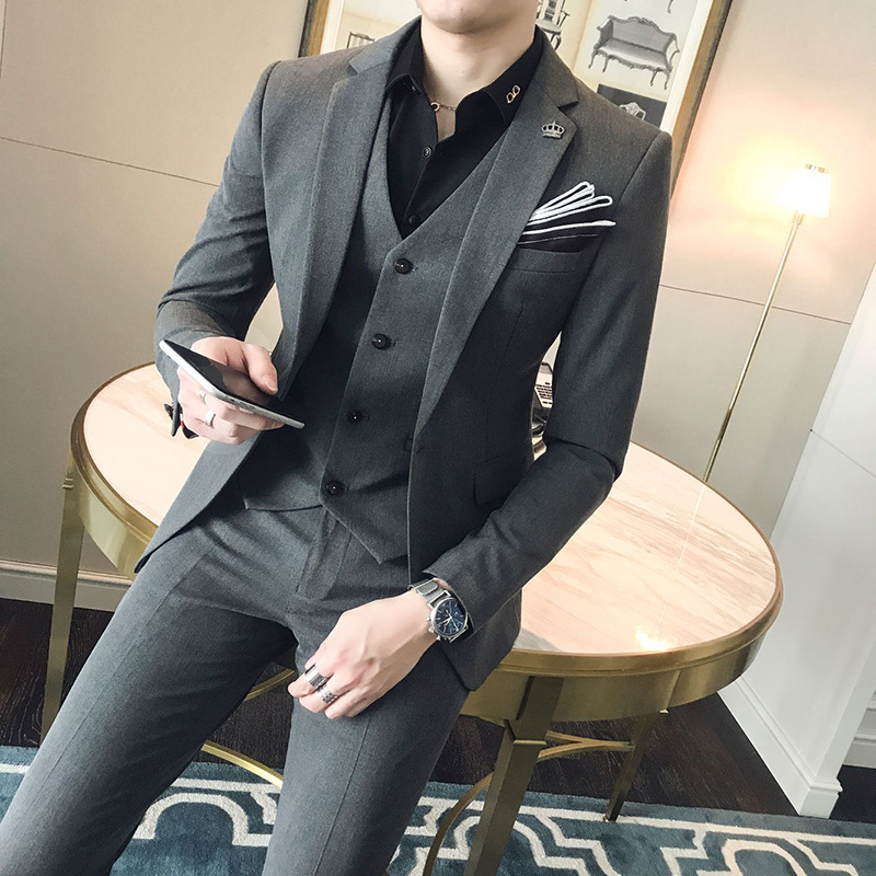 K629 Men's Elegant Three-Piece Slim Casual Suit for Weddings