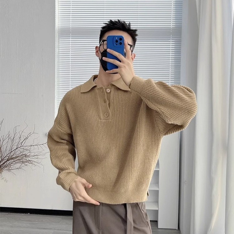 New American high-end autumn and winter collection, men's loose knit pullover sweater, fashionable designer shirt top