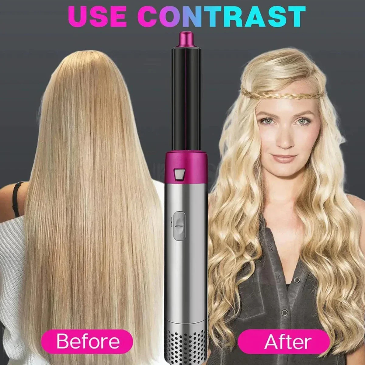 Hot 5 In 1 Negative Ionic Detachable Dryer Styler Air Culer Wand Hair Straightener Brush Blow