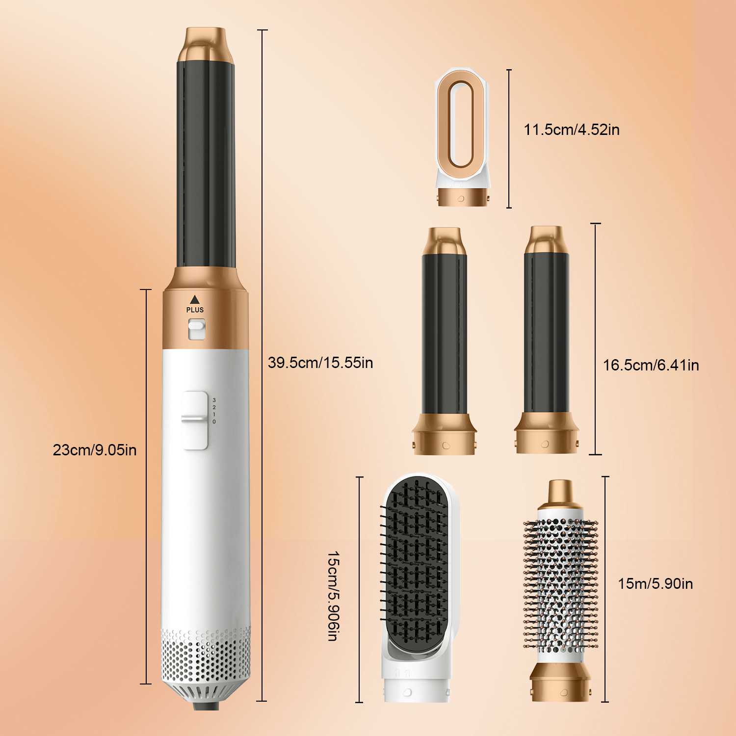 Super Styler 5In1 High-Speed Iron Hot Air Comb Set Straightening Brush Wrap Auto Curg Hair Dryer