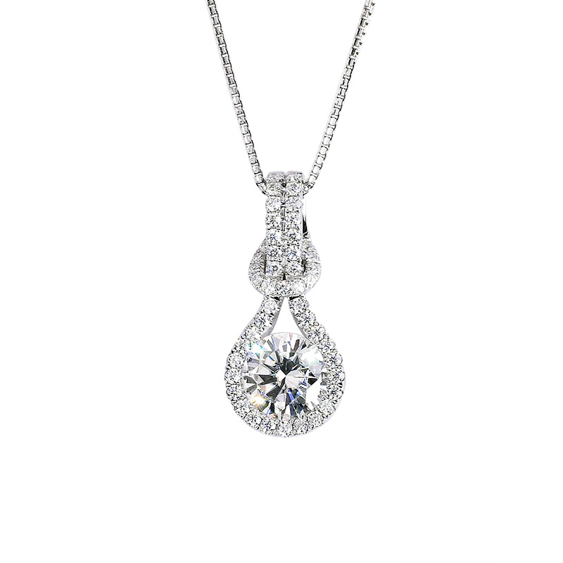 1CT Choucong Brand Lover Pendant Luxury Jewelry 925 Sterling Silver Round Cut White Moissanite Diamond Gemstones Party Women Party Wedding Clavicle Ne