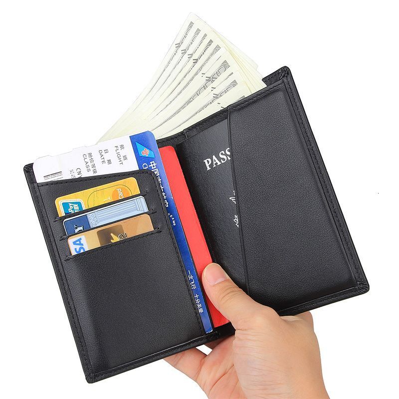 Jiameda Genuine Leather Men's Wallet Crazy Horse Skin RFID Anti Magnetic Multi Passport Document Bag, Card Wrap Clip