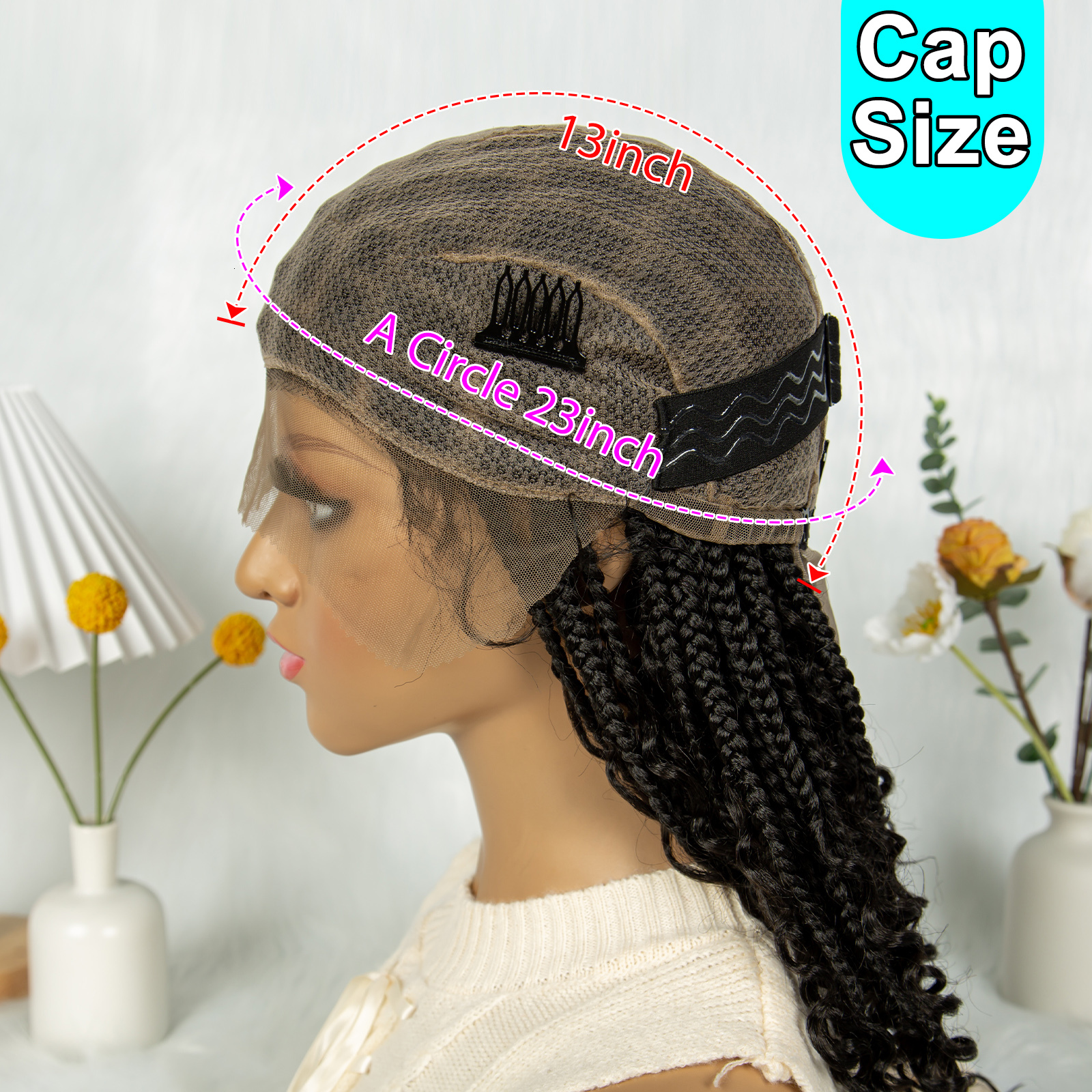 Kima Short Bohemian Box Braided Wigs Boho Braids Wig Synthetic Full Lace Curly With Baby Hair For Black Women