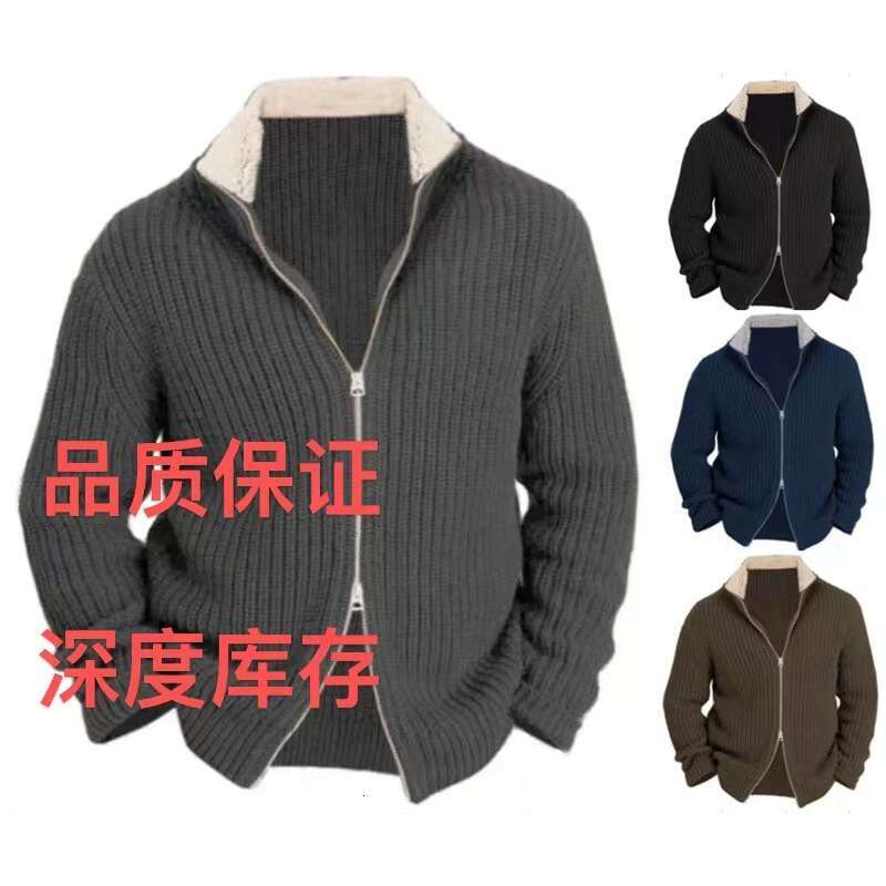 Autumn/Winter Men's Coat High Quality Sweater Thickened Double Pullover Warm Dad's Woolen Fabric 2024 New Style Stylish and Elegant Clothing