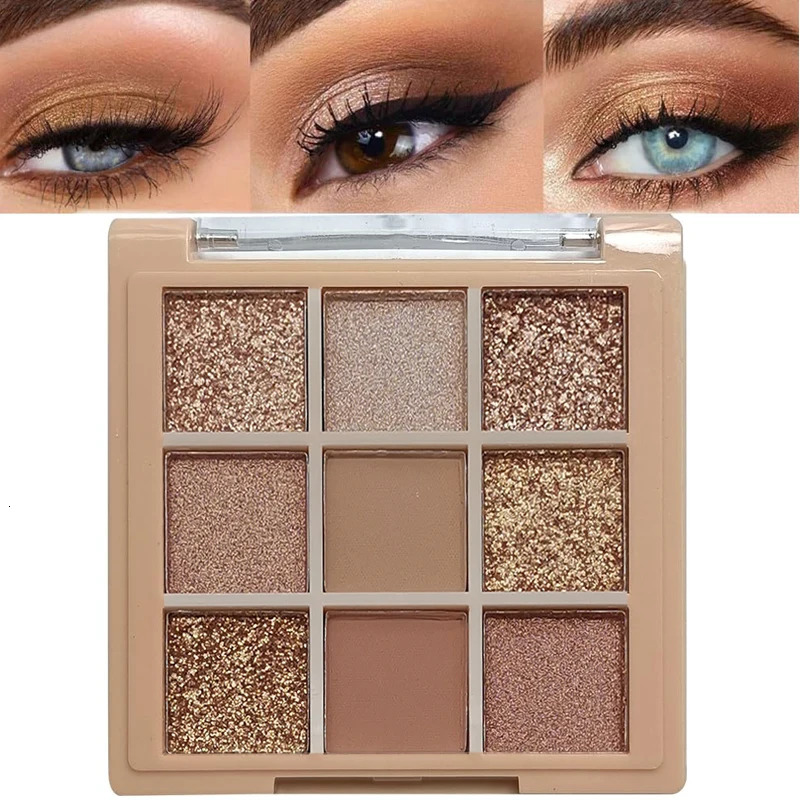 9 Colors Eyeshadow Palette Beauty Pearlescent Shiny Sequins Eye Shadow Matte Glitter Long Lasting Pigment Makeup 241118