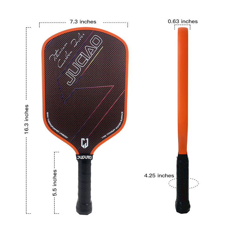 JUCIAO T-Titanium Paddle Carbon Fiber Pickleballs For Spin And Control Foam Injected Edges Thermoformed Pickleball