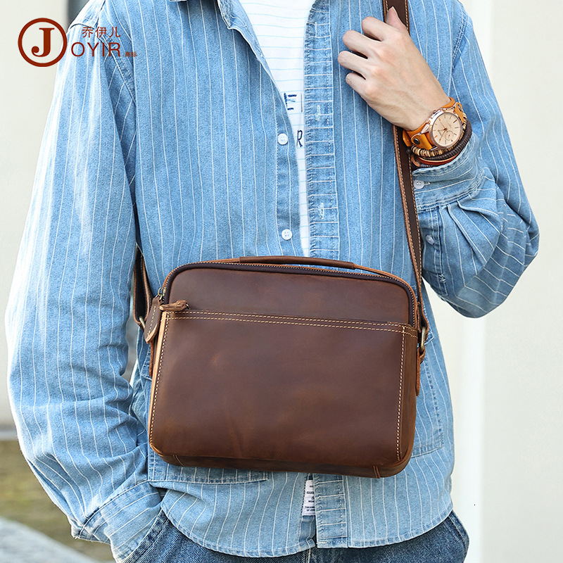 Postman's Crossbody Sports Crazy Horse Skin Genuine Leather Advanced Shoulder Bag Men's Style