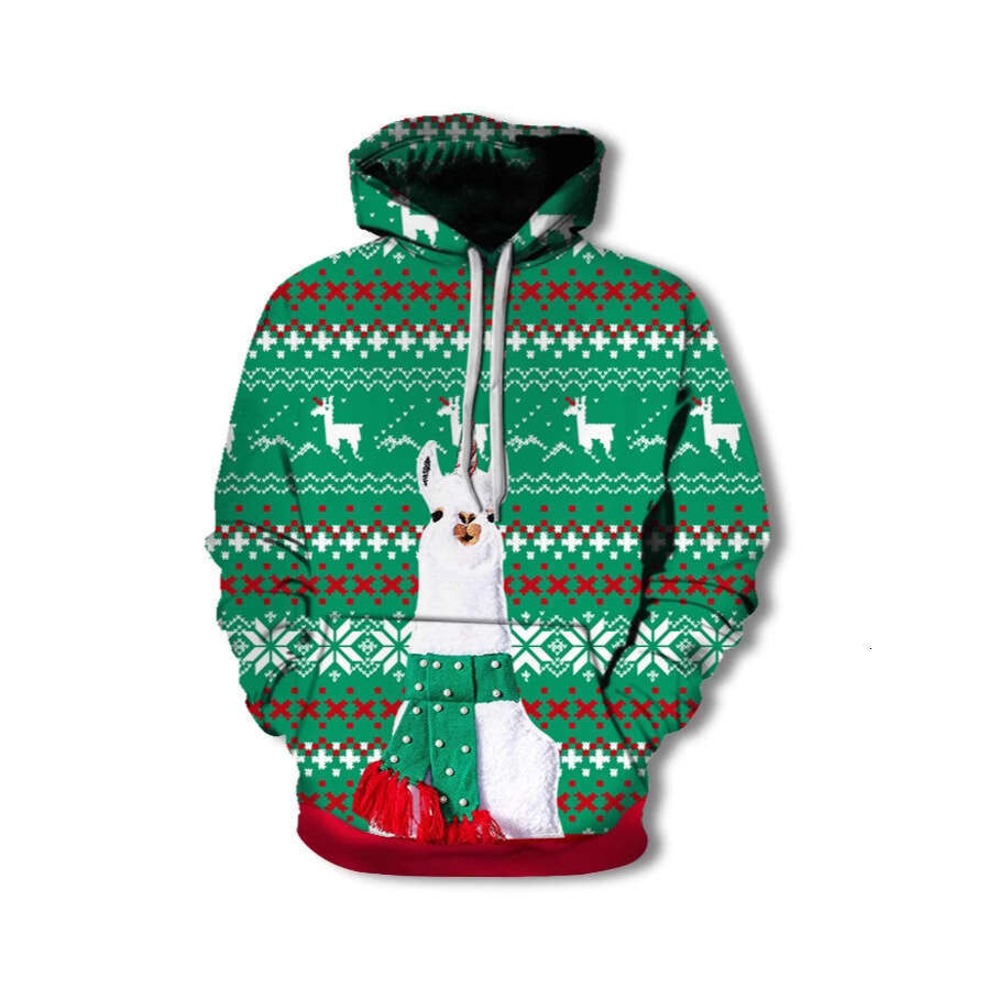 3D digital printed celebration in Europe America, loose fitting hooded hoodie for men and women during Christmas