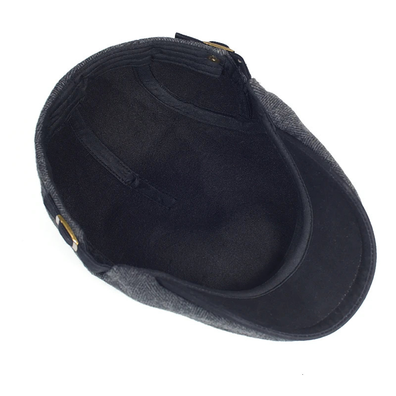 Big Size sboy Cap Men Winter Wool Thick Warm Vintage Herringbone Casual Stripe Berets Gatsby Flat Hat ed Adjustable 241125