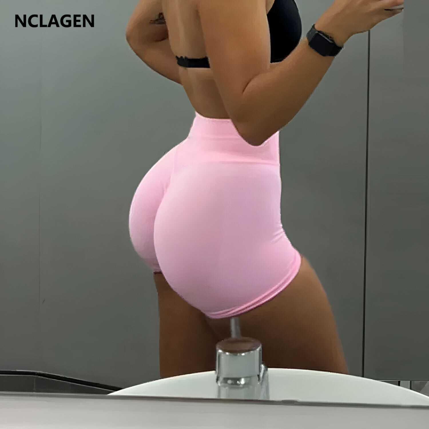 NCLAGEN Impact Shorts Women Seamless Gym Wear Yoga Band Sports Workout Fiess Leggings Running Clothing Scrunch Butt Tights