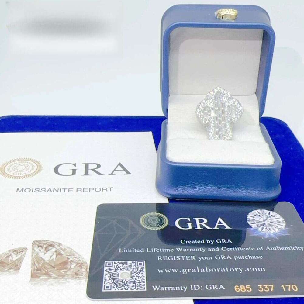 Iced Out Sterg Sier Hip Hop Moissanite Ring Men Custom Cross Finger Rings