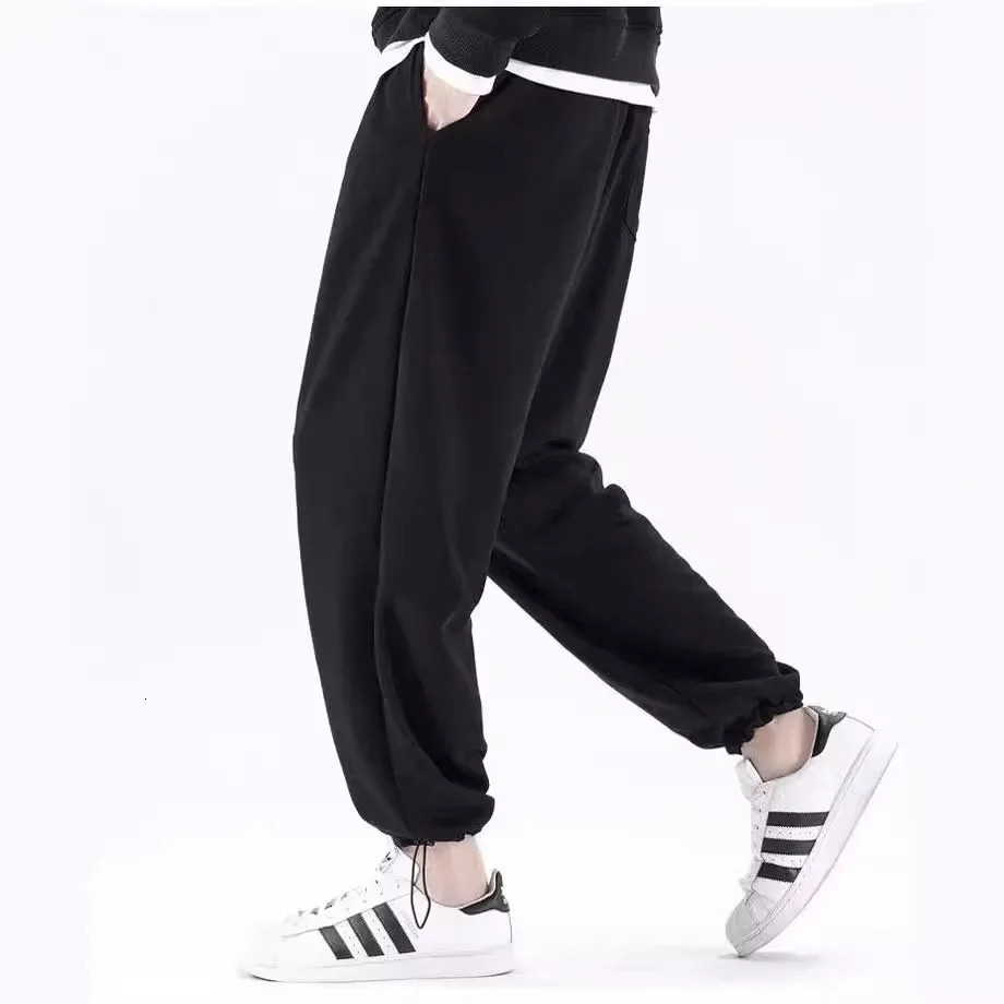 Trendy Mens Casual Loosefit Black Grey Sweatpants Long Pants For Summer Comfortable Fit Lightweight Material 241120