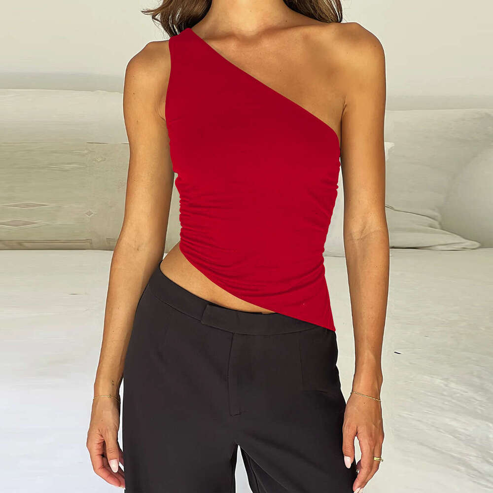 2024 Summer Sexy One Strap Hot Selling Off Shoulder Lace up Short Top