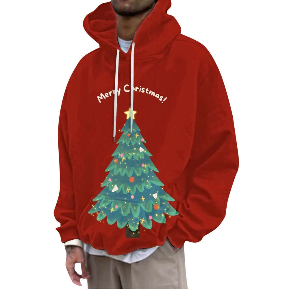 Manufacturer direct sales Christmas series 3D digital printing loose casual daily pullover autumn hooded sweatshirt
