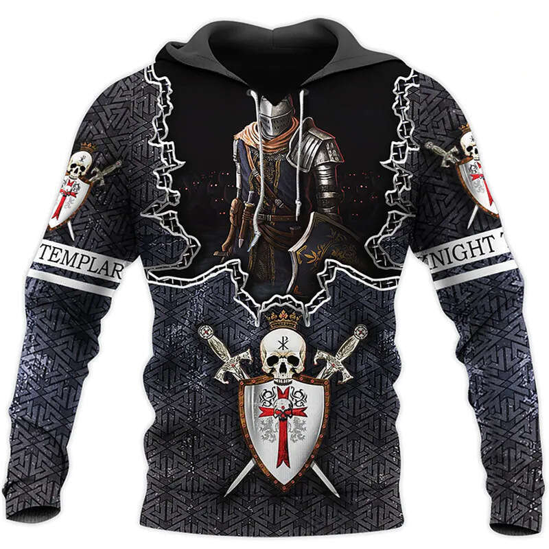 European American Spring and Autumn New Skeleton 3D Digital Printed Loose Men's Casual Hoodie
