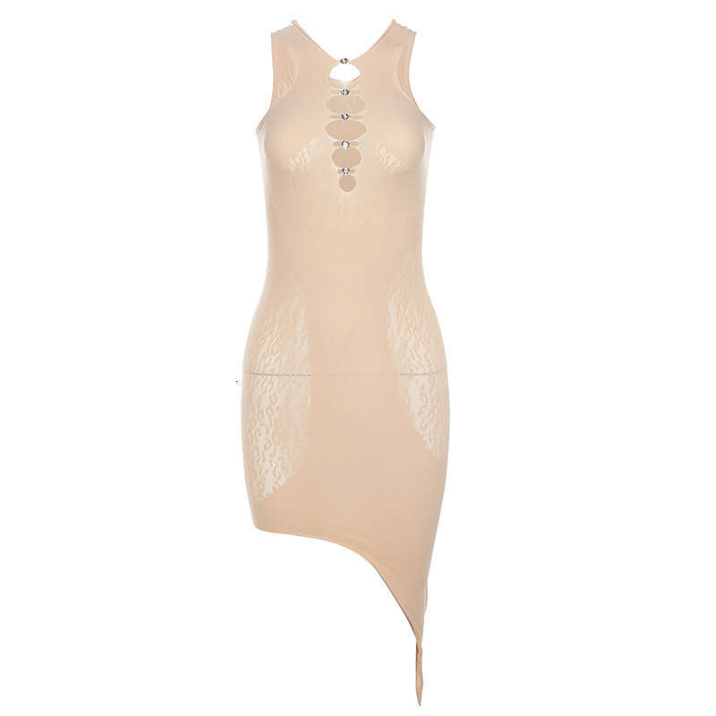 Feng 2023 Summer Women's New Fashion Irregular Knitted Jacquard Sexy Wrapped Hip Dress