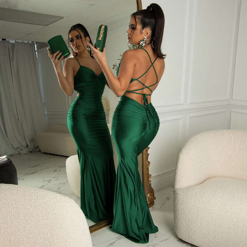 Women's Wear Shan Sexy Fashion Fit with Slim Strap Tight Wrap Hip Dress