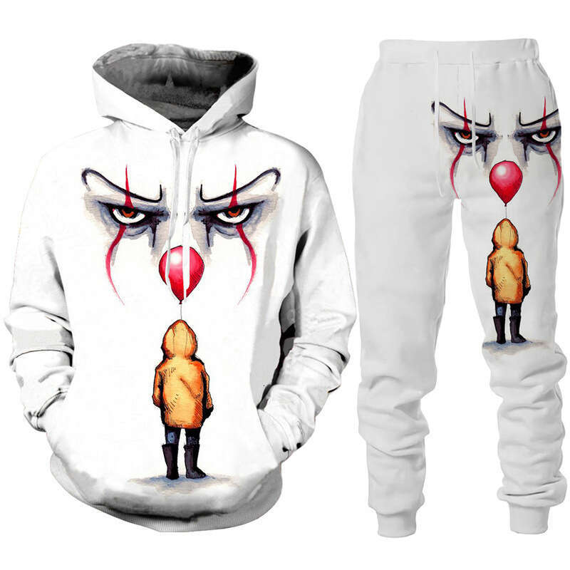 Joker 3D Digital Printed Pants 2024 New Men's Hooded Casual Sweatshirt Set