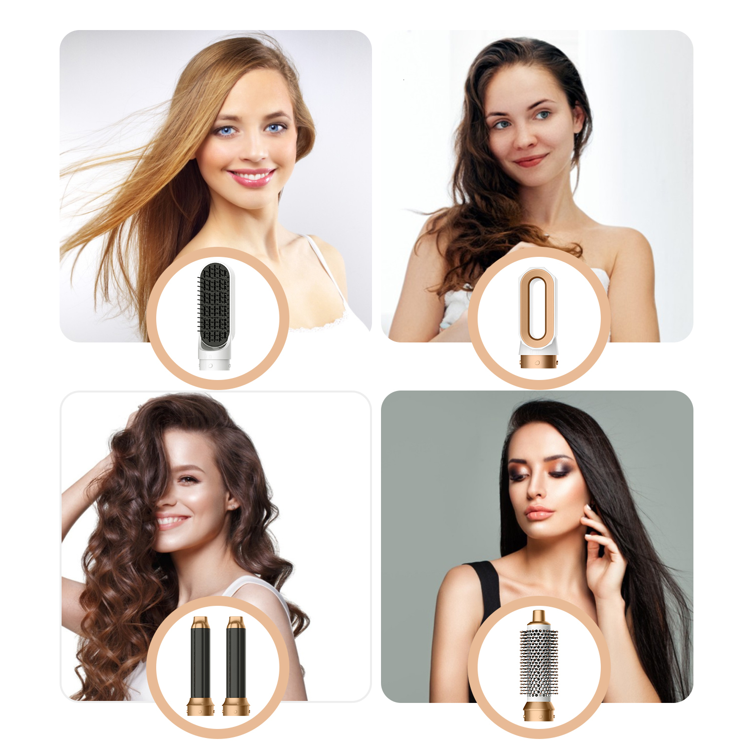 Super Styler 5In1 High-Speed Iron Hot Air Comb Set Straightening Brush Wrap Auto Curg Hair Dryer