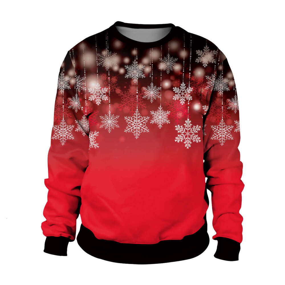 Merry Christmas 3D printed round neck sweatshirt for autumn winter 2024 European and American women's clothing