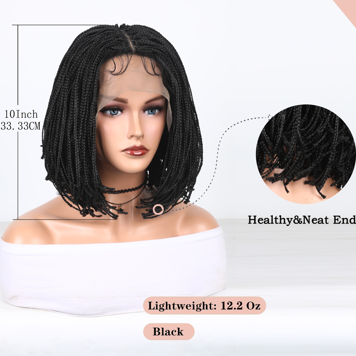 Wignee Short Bob Braided Wigs For African Women Synthetic Lace Front Wig Pre Plucked With Baby Braiding Hair