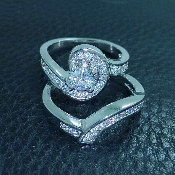 Topaz Gemstone Ring Set: 10K White Gold Filled, Free Shipping, Sizes 6-10