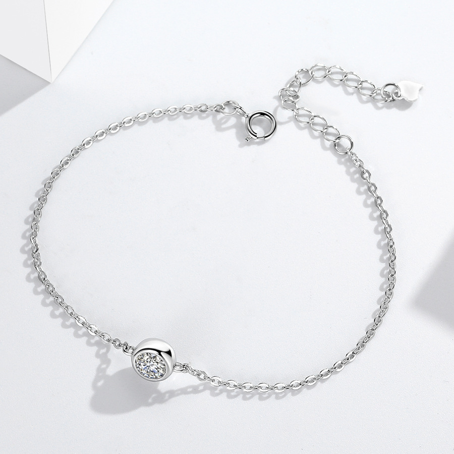 Simple Fashion Jewelry Wedding Bracelet Real 925 Sterling Silver Round Cut White Lab Moissanite Diaond Gemstones Party Gold Women Bangle For Lover Gif