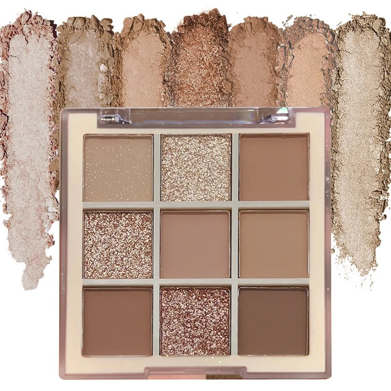 9 Colors Eyeshadow Palette Beauty Pearlescent Shiny Sequins Eye Shadow Matte Glitter Long Lasting Pigment Makeup 241118