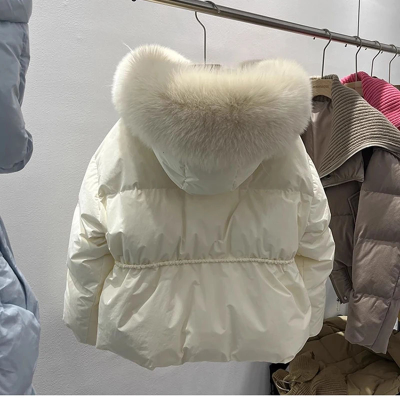 2024 Winter Big Fur Collar Cotton Down Puffer Jacket Womens Loose Thick Strawing Snow Parka Warm Overcoat 241120