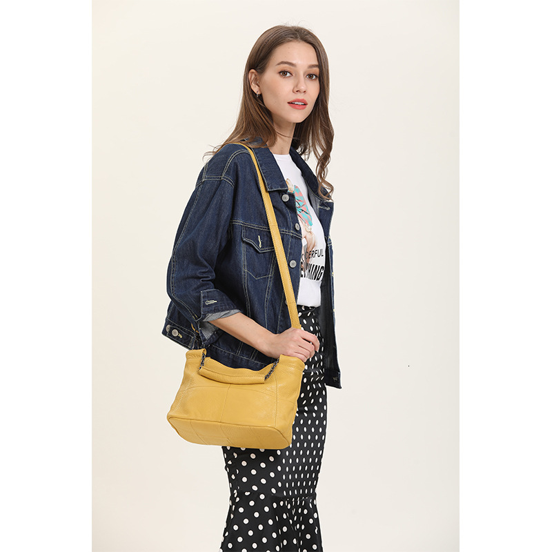 2023 New Handheld Genuine Leather Top Layer Cowhide Women's Chain Fashion One Shoulder Crossbody Bag
