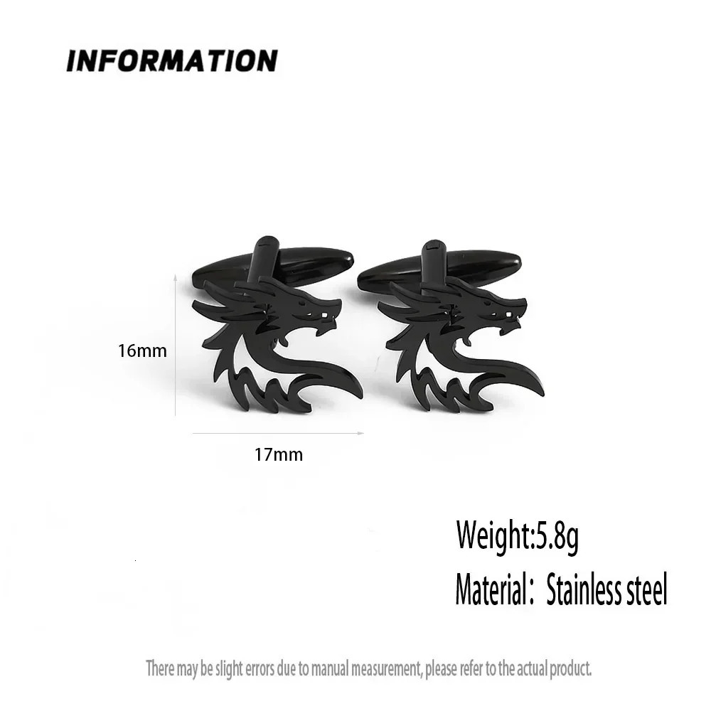 Personalized Cufflinks for Mens Stainless Steel Dragon Pattern Cuff Links Wedding Groomsmen Shirt Sleeves Buttons Accessories 241122