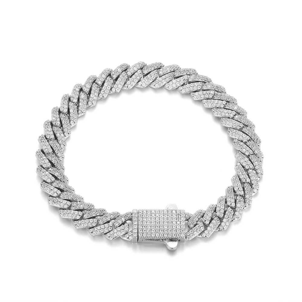 8mm Hip Hop Miami Cuban Chain Necklace Bracelet Real Gold Plated Jewelry TopBling Cubic Zirconia Spring Clasp
