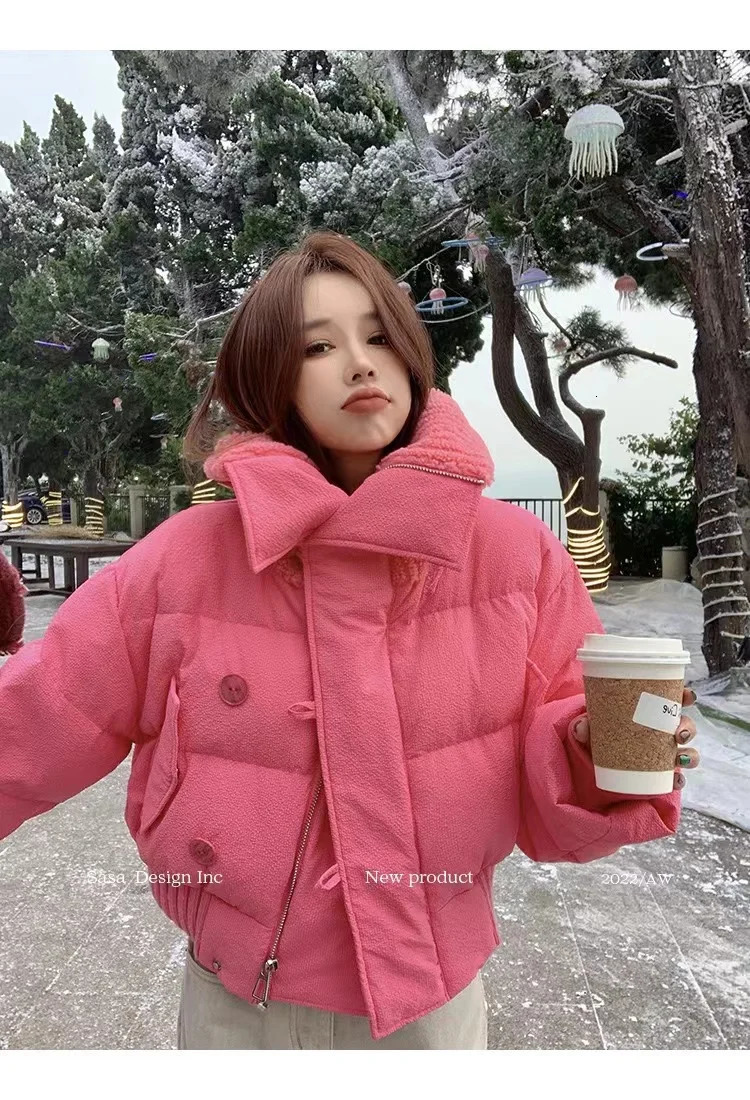 2024 Winter High Quality Short Parka Puffer Bomber Jacket Female Warm Cotton Padded Coats Korean Fashion Outerwear 241125