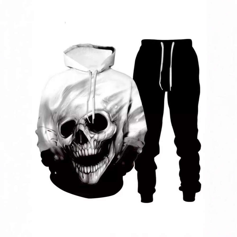 2024 Autumn/Winter Popular 3D Printed Men's Hoodie with Hat Sweater and Pants Set