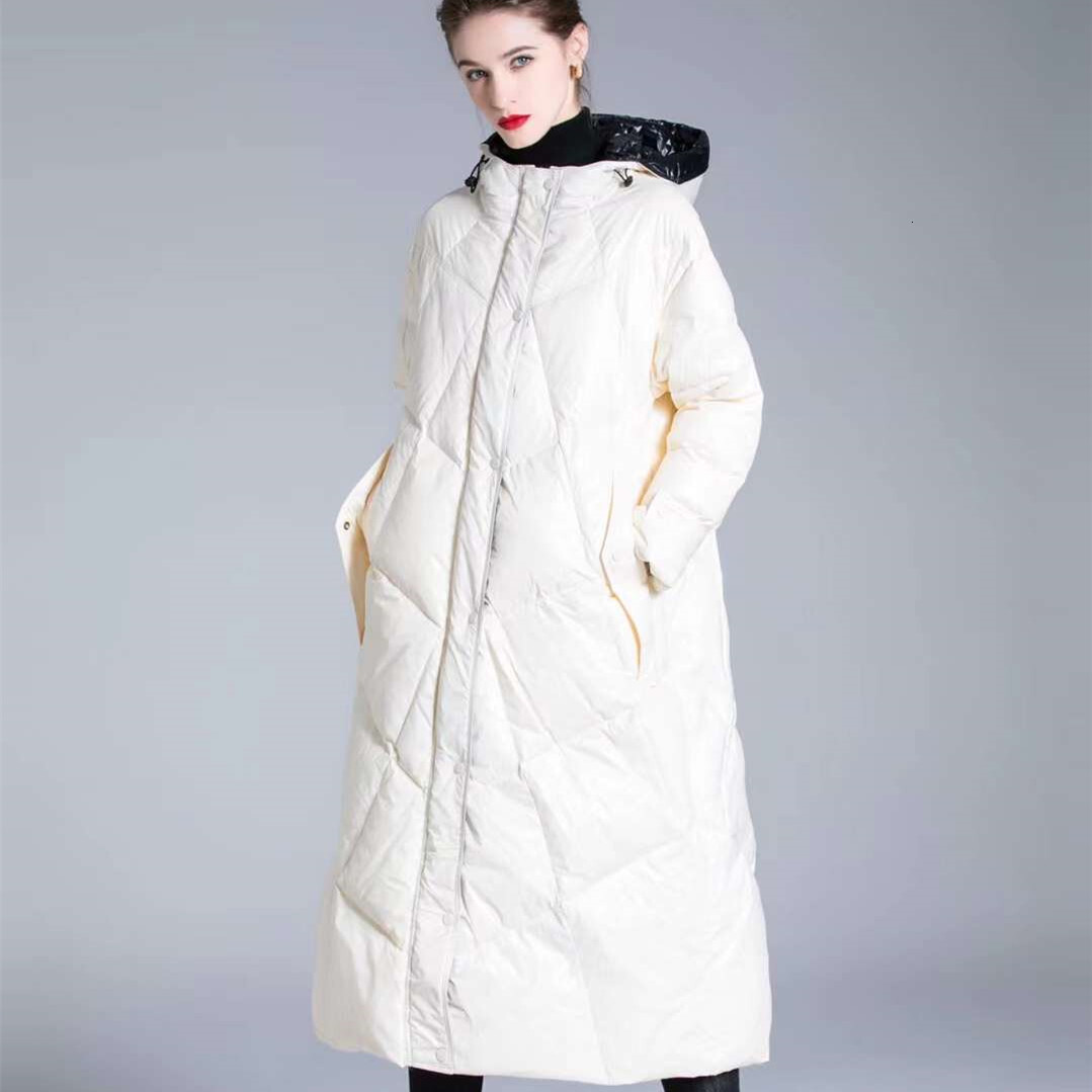 Large size fashion trend designer winter women's clothing simple 90 white duck loose medium length warm down jacket